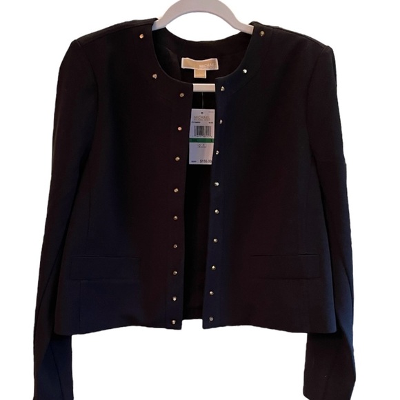 NWT Michael Kors Black Jacket With Gold Stud Detail. Size Large - Picture 1 of 15